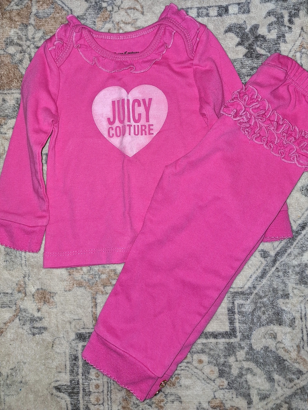 Juicy Couture Bright Pink Heart Logo Girls Matching Set